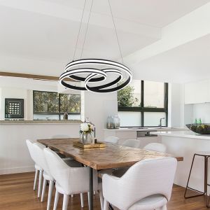 Czarna lampa wisząca nowoczesna, Elyse, 60W, regulowany kolor LED