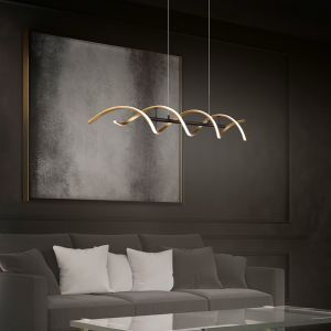 Mosiądz lampa wisząca nad stół do jadalni design, Sylvian, 45W, regulowana ciepła do zimnej bieli LED, ściemniana w 3 krokach
