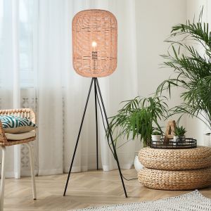 Czarna lampa stojąca trójnożna nowoczesna, Elham, z przełącznik