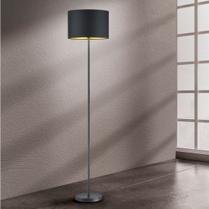 Czarna lampa stojąca nowoczesna, Jeany, z przełącznik