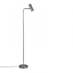 Niklowa lampa stojąca nowoczesna, Kaso, z przełącznik