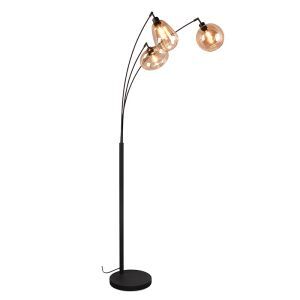 Bursztynowa lampa stojąca design, Sybren, z przełącznik