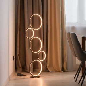 Czarna lampa stojąca nowoczesna, Robon, 36W, 3000K LED, z przełącznik