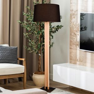 Czarna lampa stojąca nowoczesna, Radia, 3000K LED, z dotykowy ściemniacz