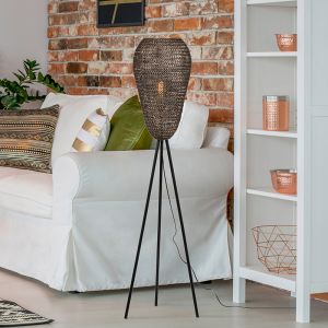 Mosiądz lampa stojąca rustykalna, Mohcine, z przełącznik