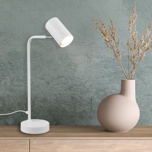 Biała lampa stołowa nowoczesna, Kaso, z przełącznik