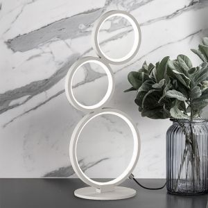 Biała lampa stołowa nowoczesna, Robon, 17W, 3000K LED, z przełącznik