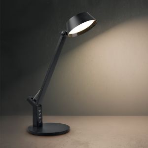 Czarna lampa biurkowa nowoczesna, Lindi, 5W, regulowana ciepła do zimnej bieli LED, z dotykowy ściemniacz