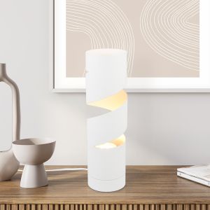 Biała lampa stołowa design, Marouan, z przełącznik