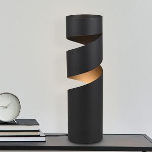 Czarna lampa stołowa design, Marouan, z przełącznik
