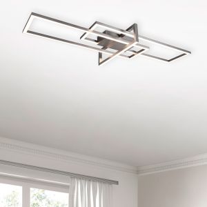 Niklowy plafon sufitowy nowoczesny, Hatun, 34W, 3000K LED