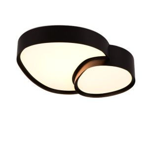 Czarna lampa sufitowa metalowa, Merwin, 21W, regulowana ciepła do zimnej bieli LED, z pilot