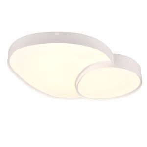Biała lampa sufitowa metalowa, Merwin, 51W, regulowana ciepła do zimnej bieli LED, z pilot