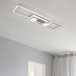 Niklowy plafon sufitowy design, Sohaib, 37W, regulowana ciepła do zimnej bieli LED, ściemniana w 3 krokach