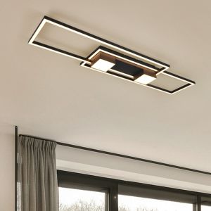Czarny plafon sufitowy design, Sohaib, 37W, regulowana ciepła do zimnej bieli LED, ściemniana w 3 krokach