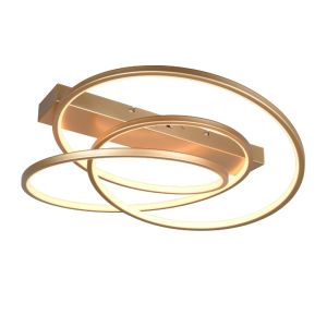 Złoty plafon sufitowy design, Teodore, 34W, white switch LED, ściemniana w 3 krokach