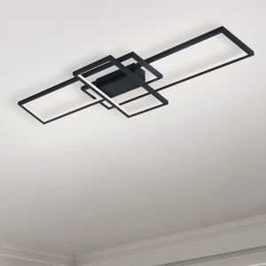 Antracytowy plafon sufitowy nowoczesny, Jetse, 36W, RGBW LED, z pilot