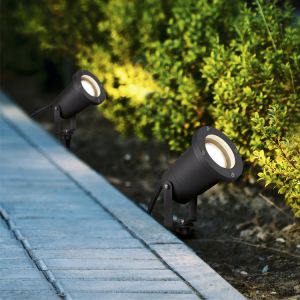Antracytowa lampa dogruntowa nowoczesna, Tau, IP65