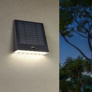 Czarny kinkiet solarny zewnętrzny nowoczesny, Pontus, 6W, 4000K LED, IP44