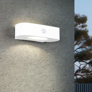 Biały kinkiet solarny zewnętrzny nowoczesny, Pytsje, 6W, 4000K LED, IP44, z przełącznik