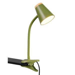 Zielona lampa zaciskowa nowoczesna, Rahul, 4,5W, 3000K LED, z przełącznik