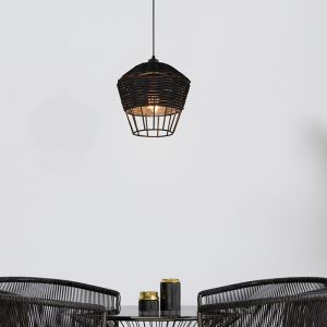 Rattanowa lampa wisząca czarna, Mirne