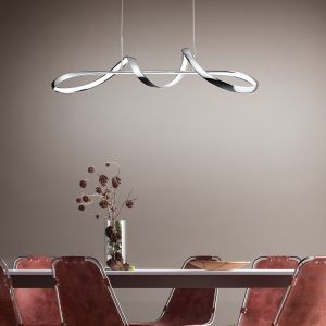 Chromowana lampa wisząca design, Renso, 37W, 4000K LED, ściemniana w 3 krokach