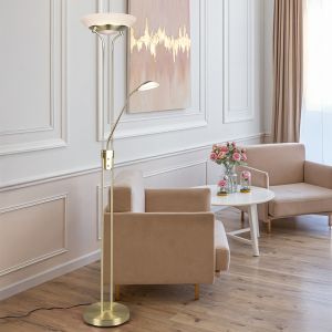 Mosiądz lampa do czytania stojąca nowoczesna, Fredrika, 27W, 3000K LED, z dotykowy ściemniacz
