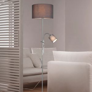 Niklowa lampa do czytania stojąca nowoczesna, Edina, z przełącznik