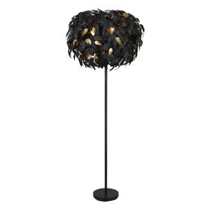 Czarna lampa stojąca retro, Urwa, z przełącznik
