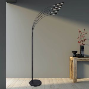 Niklowa lampa stojąca nowoczesna, Ekram, 3,5W, 3000K LED, z przełącznik