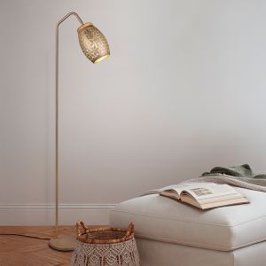 Brązowa lampa stojąca nowoczesna, Delana, z przełącznik