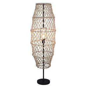 Brązowa lampa stojąca rustykalna, Liduina, z przełącznik