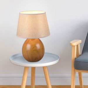 Ceramiczna lampa stołowa beżowa, Yet, z przełącznik