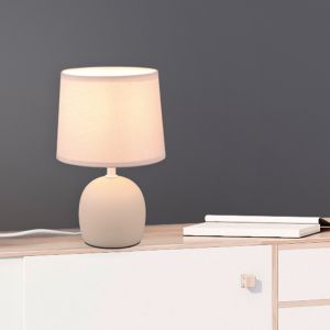 Ceramiczna lampa stołowa brązowa, Myrna, z przełącznik
