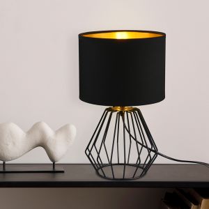 Czarna lampa stołowa nowoczesna, Kjell, z przełącznik