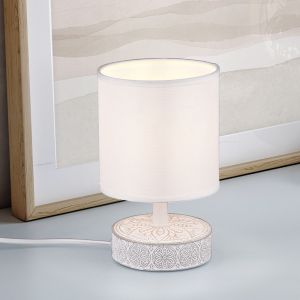 Ceramiczna lampa stołowa biała, Lola, z przełącznik