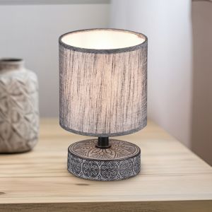 Ceramiczna lampa stołowa szara, Lola, z przełącznik