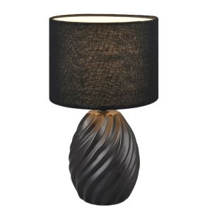 Czarna lampa stołowa retro, Roeland, z przełącznik