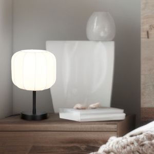 Biała lampa stołowa nowoczesna, Metehan, z przełącznik