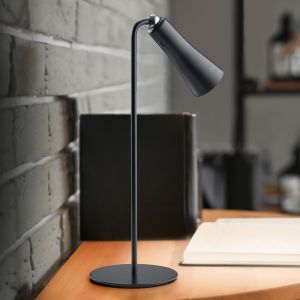 Czarna lampa stołowa metalowa, Remko, 2W, 3000K LED, z dotykowy ściemniacz