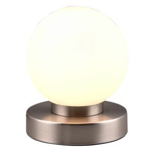 Niklowa lampa stołowa metalowa, Serdal, z przełącznik
