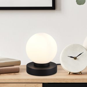 Czarna lampa stołowa metalowa, Serdal, z przełącznik