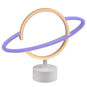 Biała lampa stołowa dla dzieci plastikowa, Planet, 2W, 3000K LED, z przełącznik