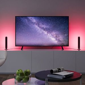 2 czarne lampy stołowe nowoczesne, Umit, 3W, RGB LED, z pilot