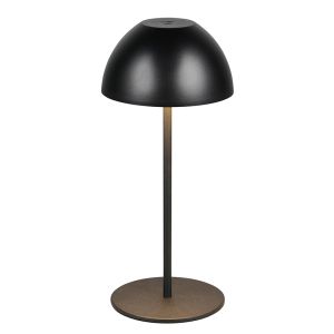Czarna lampa stołowa akumulatorowa plastikowa, Mikhail, 2W, 3000K LED, IP44, z dotykowy ściemniacz