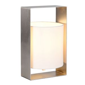Niklowa lampa stołowa nowoczesna, Radhika, z przełącznik