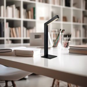 Czarna lampa stołowa akumulatorowa nowoczesna, Reijer, 2W, 3000K LED, z dotykowy ściemniacz