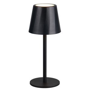 Czarna lampa stołowa akumulatorowa metalowa, Priya, 1,6W, regulowana ciepła do zimnej bieli LED, ściemniana w 3 krokach