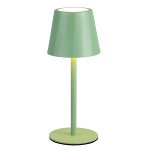 Zielona lampa stołowa akumulatorowa metalowa, Priya, 1,6W, regulowana ciepła do zimnej bieli LED, ściemniana w 3 krokach